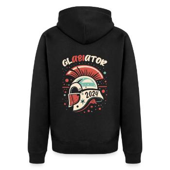 Glabiator Studium Abschlussklasse Abitur Abi 2024 - Unisex Premium Bio Zip Hoodie - Schwarz - Hinten - Nico (187cm)