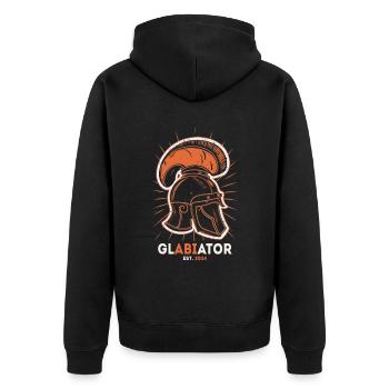 Glabiator Studium Abschlussklasse Abitur Abi 2024 - Unisex Premium Bio Zip Hoodie - Schwarz - Hinten - Nico (187cm)