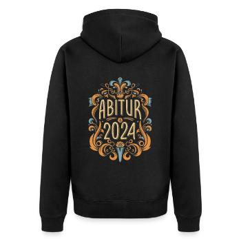 Abitur 2024 Abi Studium Abschlussklasse - Unisex Premium Bio Zip Hoodie - Schwarz - Hinten - Nico (187cm)