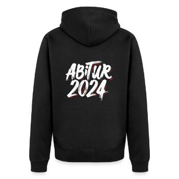 Abitur 2024 Abi Studium Abschlussklasse - Unisex Premium Bio Zip Hoodie - Schwarz - Hinten - Nico (187cm)