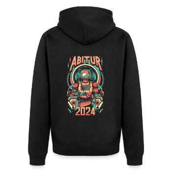 Abitur 2024 Abi Abschlussklasse Astronaut - Unisex Premium Bio Zip Hoodie - Schwarz - Hinten - Nico (187cm)