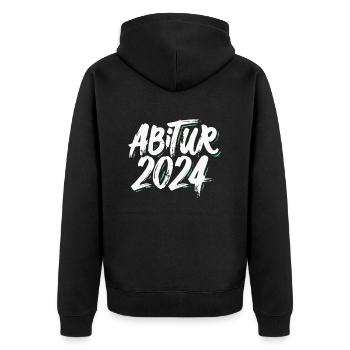 Abitur 2024 Abi Studium Abschlussklasse - Unisex Premium Bio Zip Hoodie - Schwarz - Hinten - Nico (187cm)