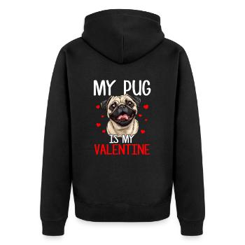 My pug is my valentine, valentines day pug - Unisex Premium Bio Zip Hoodie - Schwarz - Hinten - Nico (187cm)