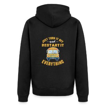 Busfahrer - Unisex Premium Bio Zip Hoodie - Schwarz - Hinten - Nico (187cm)