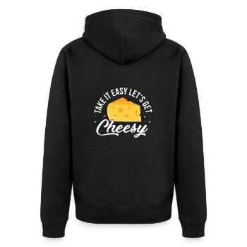 Cheese Cheesecake Food Gift - Unisex Premium Organic Zip Hoodie - black - Back - Nico (187cm)