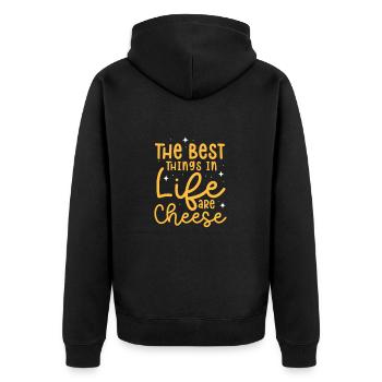 Cheese Cheesecake Food Gift - Unisex Premium Organic Zip Hoodie - black - Back - Nico (187cm)