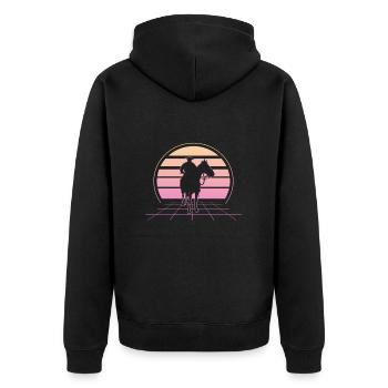 Cowboy Cowboystiefel Western Geschenk - Unisex Premium Bio Zip Hoodie - Schwarz - Hinten - Nico (187cm)
