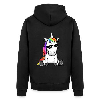 Sunglasses Unicorn Fable Unicorns Glasses Cool - Unisex Premium Organic Zip Hoodie - black - Back - Nico (187cm)