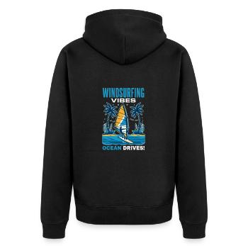 Planche à voile sur la mer - Veste à capuche bio Premium Unisexe - noir - Dos - Nico (187cm)
