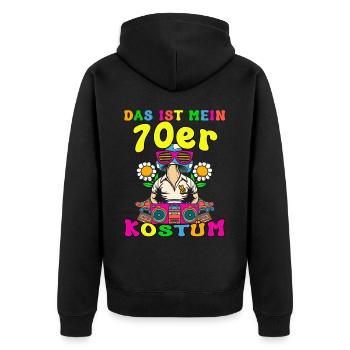 Das ist mein 70er Kostüm 70s Motto Party Kostüm - Unisex Premium Bio Zip Hoodie - Schwarz - Hinten - Nico (187cm)