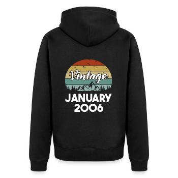 18e anniversaire janvier Vintage 2006 idée cadeau - Veste à capuche bio Premium Unisexe - noir - Dos - Nico (187cm)