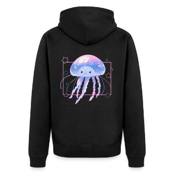 Cute Jellyfish Ocean Love Sea Animal Kawaii Aesthe - Unisex Premium Bio Zip Hoodie - Schwarz - Hinten - Nico (187cm)