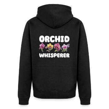 Orchid Whisperer Planzen Freund Orchideen - Unisex Premium Bio Zip Hoodie - Schwarz - Hinten - Nico (187cm)