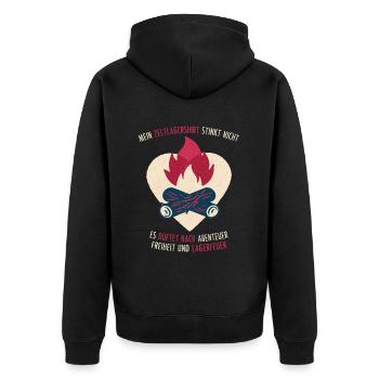 letztes sauberes Zeltlager Shirt - Zelt Camping - Unisex Premium Bio Zip Hoodie - Schwarz - Hinten - Nico (187cm)