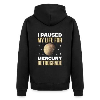 Retrograde planets Mercury retrograde - Unisex Premium Organic Zip Hoodie - black - Back - Nico (187cm)