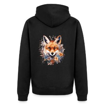 Ästhetische Geschenke für Fuchsliebhaber - Unisex Premium Bio Zip Hoodie - Schwarz - Hinten - Nico (187cm)
