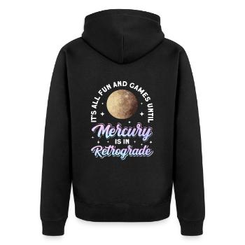Retrograde planets Mercury retrograde - Unisex Premium Organic Zip Hoodie - black - Back - Nico (187cm)