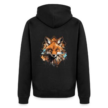Ästhetische Geschenke für Fuchsliebhaber - Unisex Premium Bio Zip Hoodie - Schwarz - Hinten - Nico (187cm)