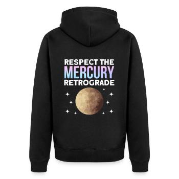 Retrograde planets Mercury retrograde - Unisex Premium Organic Zip Hoodie - black - Back - Nico (187cm)
