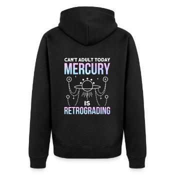 Retrograde planets Mercury retrograde - Unisex Premium Organic Zip Hoodie - black - Back - Nico (187cm)