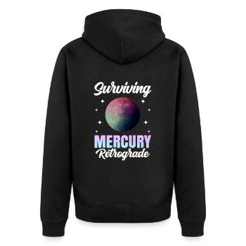 Retrograde planets Mercury retrograde - Unisex Premium Organic Zip Hoodie - black - Back - Nico (187cm)