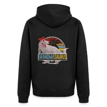 Omasaurus T Rex Dinosaurier Oma Saurus - Unisex Premium Bio Zip Hoodie - Schwarz - Hinten - Nico (187cm)