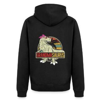 Omasaurus T Rex Dinosaur Granny Saurus - Unisex Premium Organic Zip Hoodie - black - Back - Nico (187cm)