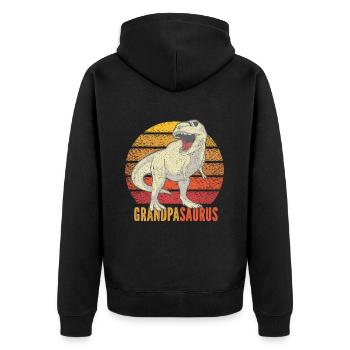 Opasaurus T Rex Dinosaur Grandpa Saurus - Unisex Premium Organic Zip Hoodie - black - Back - Nico (187cm)