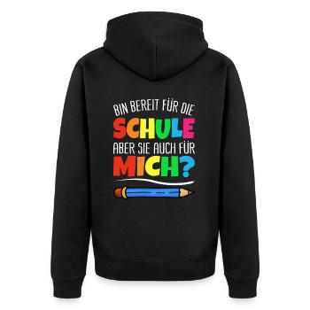 Einschulung Schulkind 2024 Erster Schultag Kinder - Unisex Premium Bio Zip Hoodie - Schwarz - Hinten - Nico (187cm)