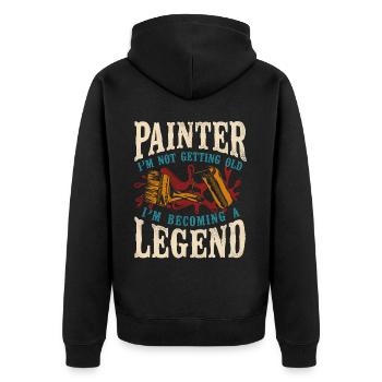 Peintre en bâtiment Peintre décorateur Peintre - Veste à capuche bio Premium Unisexe - noir - Dos - Nico (187cm)