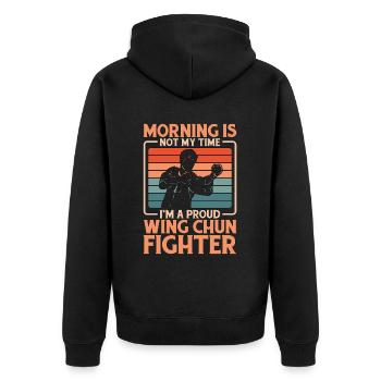 Le Wing Chun Fighter Morning n’est pas mon sport de combat - Veste à capuche bio Premium Unisexe - noir - Dos - Nico (187cm)