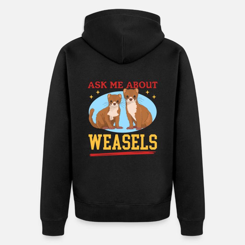 Wiesel Hermännchen Mauswiesel Geschenk - Unisex Premium Bio Zip Hoodie - Schwarz