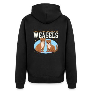 Weasel Hermännchen Dwarf Weasel Gift - Unisex Premium Organic Zip Hoodie - black - Back - Nico (187cm)