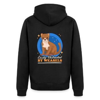 Weasel Dwarf Weasel Hermännchen Gift - Unisex Premium Organic Zip Hoodie - black - Back - Nico (187cm)