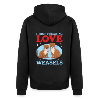 Weasel Hermännchen Kleinwiesel Gift - Unisex Premium Organic Zip Hoodie - black - Back - Nico (187cm)