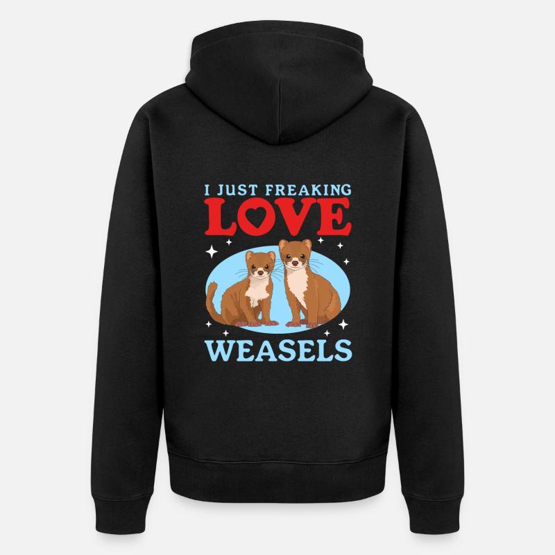 Wiesel Hermännchen Kleinwiesel Geschenk - Unisex Premium Bio Zip Hoodie - Schwarz