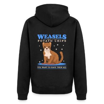 Weasel Little Weasel Cute Dwarf Weasel Gift - Unisex Premium Organic Zip Hoodie - black - Back - Nico (187cm)