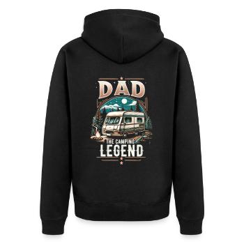 Fête des pères papa la légende du camping papa papa - Veste à capuche bio Premium Unisexe - noir - Dos - Nico (187cm)