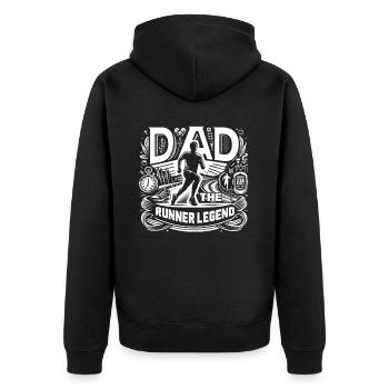 Vatertag DAD the Runner Legend Papa - Unisex Premium Bio Zip Hoodie - Schwarz - Hinten - Nico (187cm)