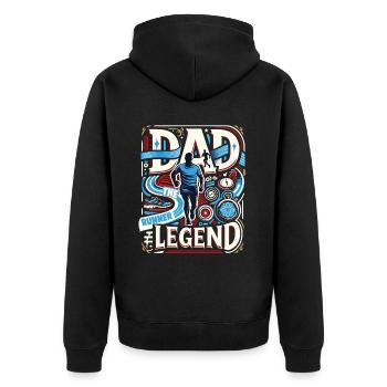 Vatertag DAD the Runner Legend Papa - Unisex Premium Bio Zip Hoodie - Schwarz - Hinten - Nico (187cm)