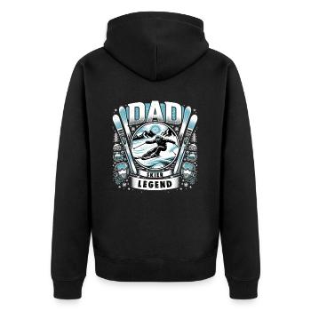 Father's Day DAD the Skier Legend Dad - Unisex Premium Organic Zip Hoodie - black - Back - Nico (187cm)
