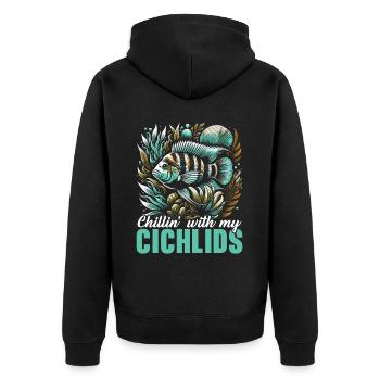 Cichlid Fish Lover Freshwater Fishkeeping Aquarium - Unisex Premium Organic Zip Hoodie - black - Back - Nico (187cm)