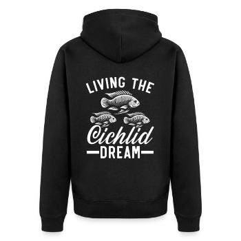 Buntbarsch Fischliebhaber Süßwasser Aquaristik Aquarium - Unisex Premium Bio Zip Hoodie - Schwarz - Hinten - Nico (187cm)