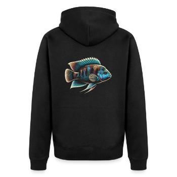 Cichlid Fish Lover Freshwater Fishkeeping Aquarium - Unisex Premium Organic Zip Hoodie - black - Back - Nico (187cm)
