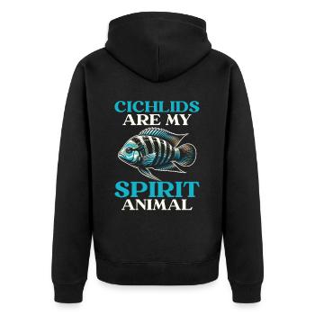 Buntbarsch Fischliebhaber Süßwasser Aquaristik Aquarium - Unisex Premium Bio Zip Hoodie - Schwarz - Hinten - Nico (187cm)