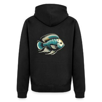 Buntbarsch Fischliebhaber Süßwasser Aquaristik Aquarium - Unisex Premium Bio Zip Hoodie - Schwarz - Hinten - Nico (187cm)