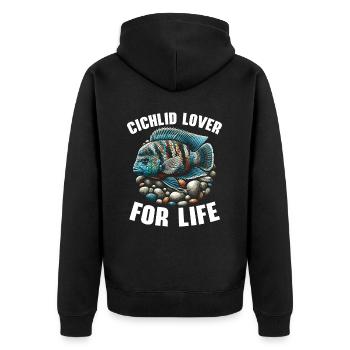 Buntbarsch Fischliebhaber Süßwasser Aquaristik Aquarium - Unisex Premium Bio Zip Hoodie - Schwarz - Hinten - Nico (187cm)