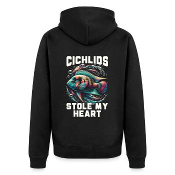 Cichlid Fish Lover Freshwater Fishkeeping Aquarium - Unisex Premium Organic Zip Hoodie - black - Back - Nico (187cm)