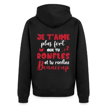 Cadeau Saint Valentin Homme Femme Humoristique - Veste à capuche bio Premium Unisexe - noir - Dos - Nico (187cm)