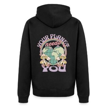 Votre planète a besoin de vous Jour de la Terre - Veste à capuche bio Premium Unisexe - noir - Dos - Nico (187cm)